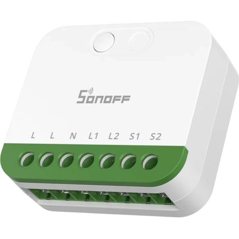SONOFF MINI-2GS Interrupteur Intelligent WiFi à 2 Canaux, Compatible Matter, Charge Totale 16A, Compact pour Boîtes Standard, Contrôle à Distance et Automatisé