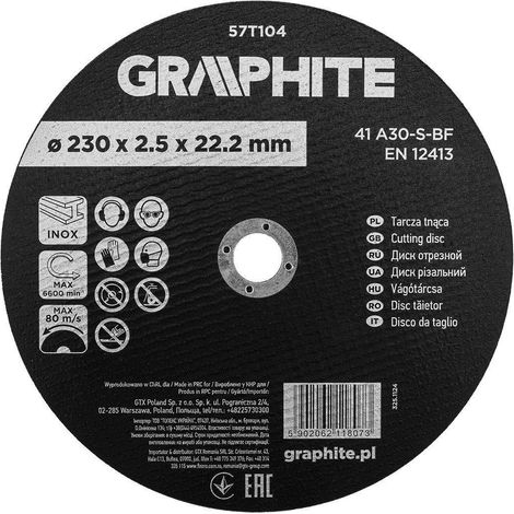 Disque à tronçonner en corindon pour métaux/acier inoxydable 230 x 2,5 x 22,2 mm, 41 A30-S-BF