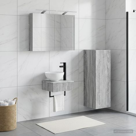 vidaXL Bathroom Cabinet Set 4 pcs Grey Sonoma Engineered Wood (1/5)