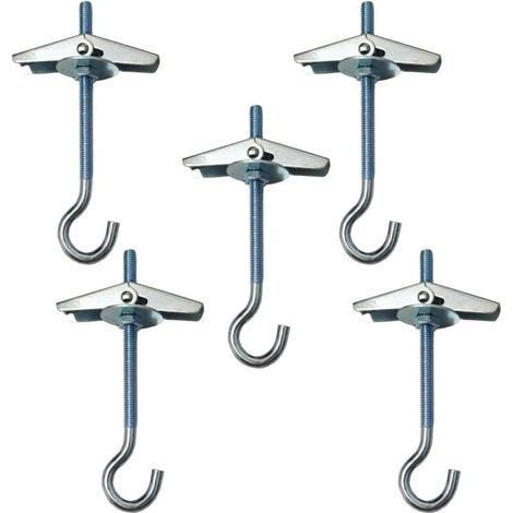 5 crochets plafond M4 acier inoxydable pour suspension plantes, fixation murale solide, ancres pour parois creuses, boulons à ailettes, montage durable.