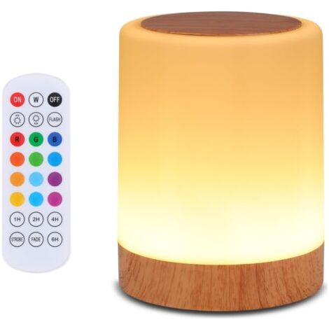 Berührungsempfindliche Nachttischlampe, USB-aufladbar, mit farbwechselnder Fernbedienung, ideal für Schlaf- und Wohnzimmer – 1 Stück (1/4)