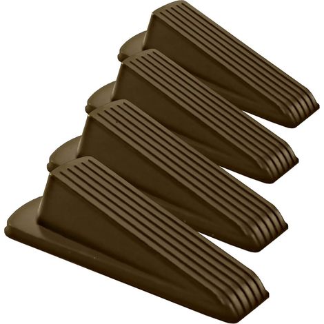 4er-Set Türstopper – Rutschfeste Türkeile aus Gummi – Stapelbar – Verbesserter Halt – Geeignet für alle Bodenbeläge: Holz, Fliesen, Laminat, Teppich, PVC – Kinder- und haustiersicher – Braun (1/5)