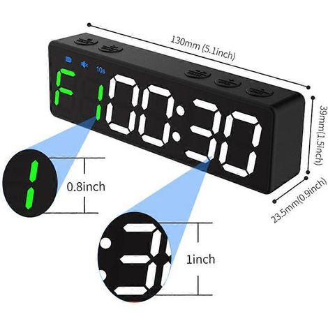 Tragbarer Fitness-Timer, Intervalltimer, Fitnessuhr, Countdown/Stoppuhr, magnetisch und USB-aufladbar, (A) (1/5)