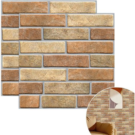 10 Pièces Panneaux Muraux Autocollants 30x30cm Stickers Muraux Brique Autocollant Effet Pierre Panneau Mural Decoratif pour Cuisine Balcon Cuisine Décoration (1/5)