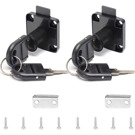 Black Aluminum Alloy Office Drawer Locks with 4 Keys, Cylinder Lock for Office Furniture, Mailbox, Drawer, Cabinet, 1622mm