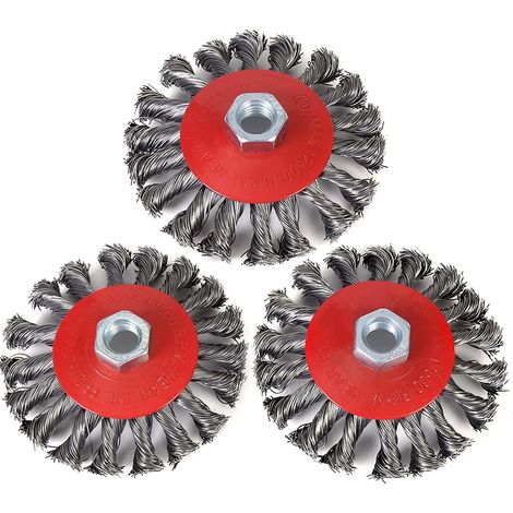 125mm Brosse Metallique Meuleuse, 3 Pièces Brosse à Fils Métalliques, Brosses Métalliques pour Meuleuse D'angle M14 (1/5)