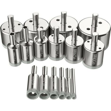 Scies-cloches 16 pcs, Foret Diamant Scie Cloche 6-50 mm Outils de perçage en verre trous scies kit pour acier au carbone, perceuse en verre, céramique, porcelaine, carrelage, marbre (1/5)