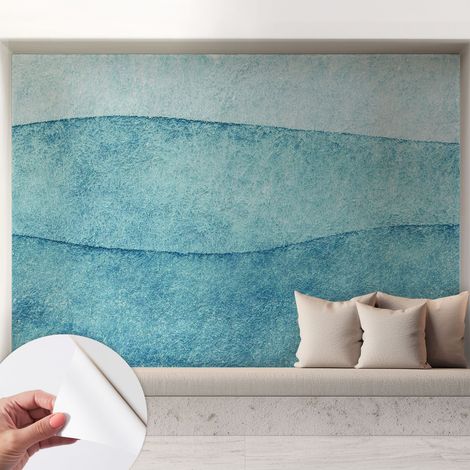Fotomurale adesivo - Carta da parati adesiva - per la cucina camera da letto per la soggiorno - Onde blu 208x146 cm (1/5)