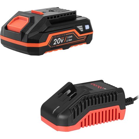 Dnipro-M Batería de Litio 20V 2.0 Ah Compacta, Carga Rápida 40 min, Compatible 40+ Herramientas DM20 - BP-220 + Cargador Rápido FC-230