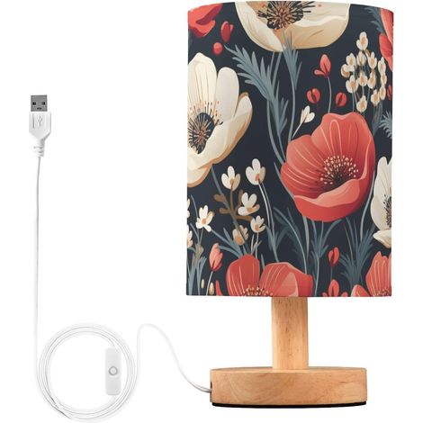 Lampe de bureau LED rouge et blanche en forme coquelicot maïs (1/5)