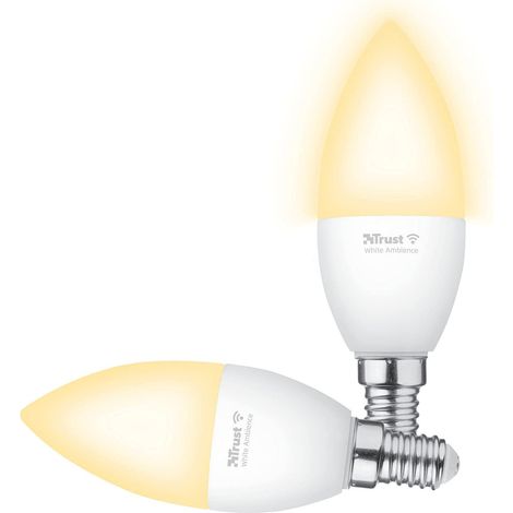Trust WiFi E14 Lampadina Smart Multicolore, Compatibile con Alexa e Google Nest, Lampadine LED E14, Hub non Necessario, 2.4GHz Lampada WiFi, Luce LED Fredda e Calda, Bianca e Multicolore - 2 Pezzi (1/5)