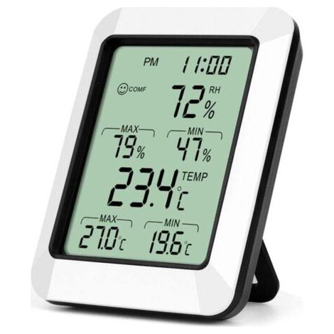 Digitales Raumthermometer mit Hygrometer, LCD-Anzeige und Feuchtigkeitsmesser. Einfach und effektiv für den täglichen Gebrauch.