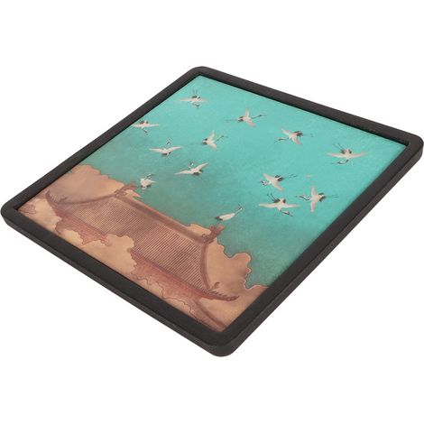 Plateau à thé sec et infusé, style chinois, en alliage de bambou et noyer, plateau à thé créatif absorbant l'eau pour la préparation du thé. Carré (1/5)