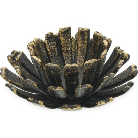 Set di 2 portacandele a forma di fiore per decorazione giardino esterno atmosfera zen 6 x 13,5 cm in ghisa nero 130012197