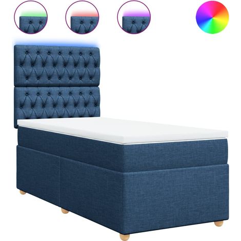 Maison Exclusive - Sommier à lattes de lit avec matelas Bleu 90x190 cm Tissu (1/5)