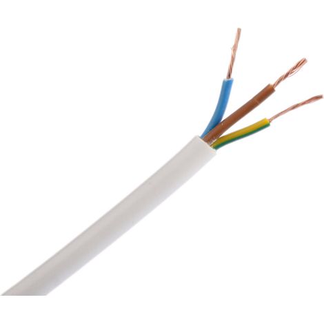 Câble d'alimentation RS PRO 3G0,75 mm², gaine PVC Blanc, 100m ( Prix pour Bobine de 100 Mètres )