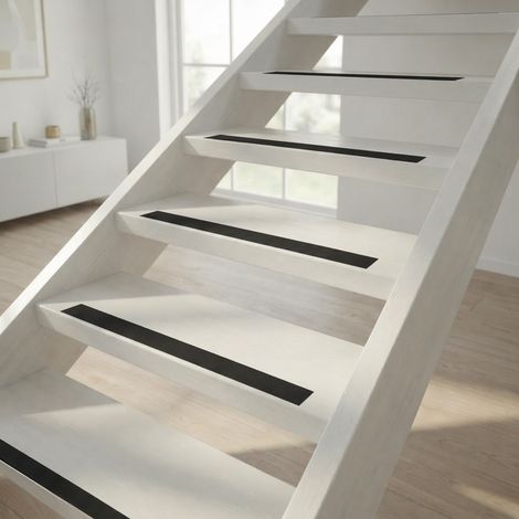 Bande d'escalier antidérapante en caoutchouc auto-adhésive - Noir - Largeur 27 mm - Longueur 15 mètres