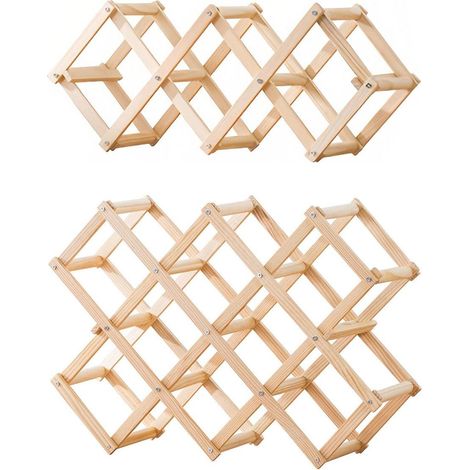Présentoir à vin en bois pour 5 ou 10 bouteilles, idéal pour la décoration intérieure. Robuste et durable. Dimensions : 45 x 16,5 cm. (1/5)