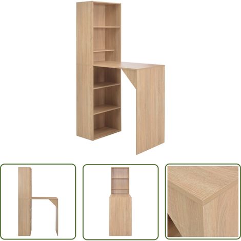 The Living Store Bartisch mit Schrank Eichenoptik 115x59x200 cm - Esstisch - Bartisch - Kücheninsel - Wohnzimmertisch - Holzmöbel (1/5)