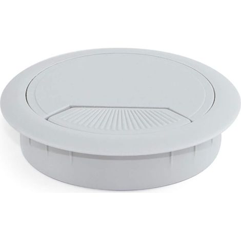 Packung mit 20 runden, versenkten Kabeldurchführungen, 60 mm Durchmesser, grauer Kunststoff, für Büro und Haushalt (1/5)