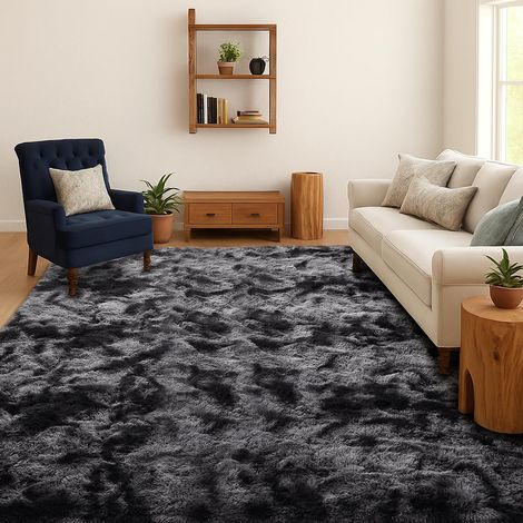 Tapis Shaggy Salon Chambre Poils Longs, Anthracite, 180x270 cm Tie-Dye, Doux et moelleux, Antidérapant, Lavable en machine, Pour chambre d’enfant, chevet, salle de jeux, dortoir, bureau (1/5)