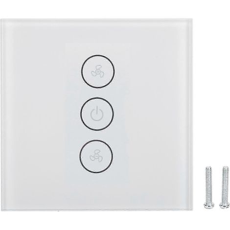 Interrupteur variateur intelligent WiFi pour ventilateur avec minuterie sans fil et commande vocale via application pour marques compatibles 110-240 V 50/60 Hz Blanc (1/4)