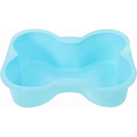 Moule à gâteau en silicone en forme d'os, réutilisable, pour la pâtisserie et autres créations. Bleu ciel. (1/4)