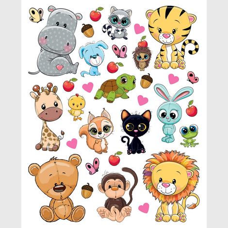 Sticker - Hippopotame et ses amis - 14x20 cm (1/3)