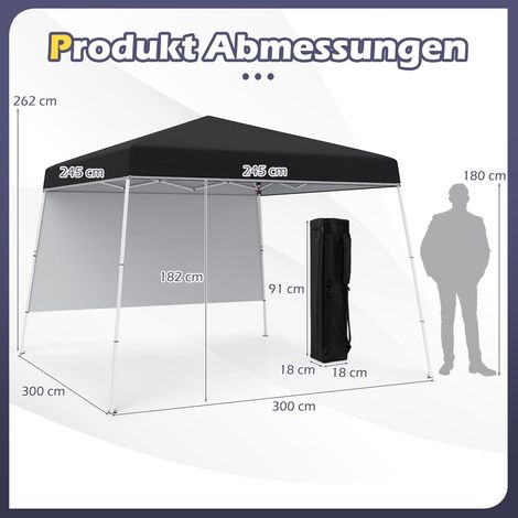Pop up pavillon 3x3m wasserdicht sonnenschutz schwarz