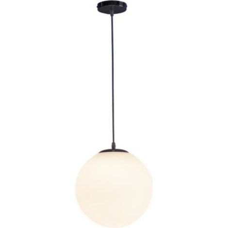 Suspension lumineuse en verre laiteux, modèle givré 15cm, sans ampoule, boule décorative pour plafonnier, idéale salon ou salle à manger. (1/4)