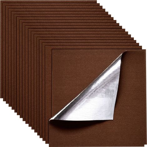 Tapis en dalles 610x610 mm, 20 pièces adhésives, moquette auto-collante pour sol commercial, rembourrée, couverture 7,4 m², facile à poser, idéale salon et bureau, brun foncé. (1/5)