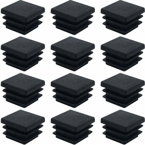 40 quadratische Möbelendkappen, 20 mm x 20 mm Kunststoff-Vierkantrohrstopfen, rutschfeste Rohrstopfen, schwarze rechteckige Endkappen, Einsatzstopfen, Rohrabdeckungen für Bürostühle