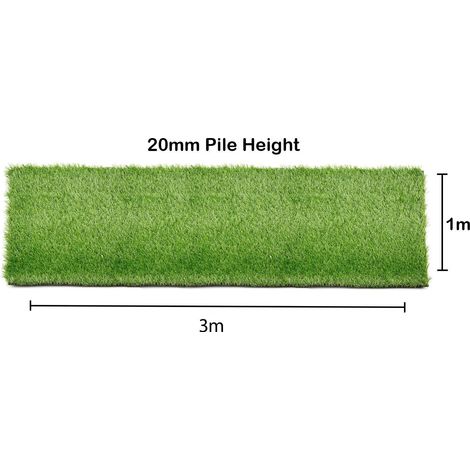 Artificial Grass 1x3m Garden Outdoor Green Fake Lawn Astro Turf 20mm Pile Thick
