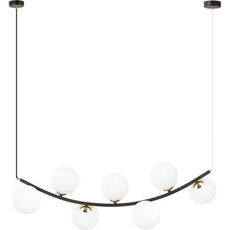 Suspension Ritz 7 lumières noir, verre opale Emibig (1/4)