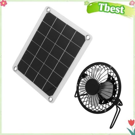 Tbest Kit de panneau solaire Kit de Chargeur de Panneau Solaire 10 W avec Deux Ports USB et Ventilateur pour une jardin solaire (1/5)