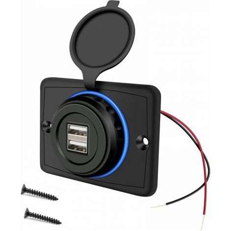 – Duales 12-V-USB-Ladegerät mit 2 Anschlüssen – 3,1 A – Intelligenter Schutz – Wasserdicht und robust – Für 12-24-V-Fahrzeuge (1/5)
