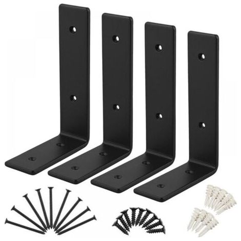Lot de 4 supports industriels L en métal 15cm, capacité de charge importante pour étagères murales robustes (1/5)