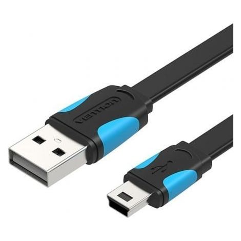 Cable USB 2.0 Vention VAS-A14-B200/ Mini USB Macho - USB Macho/ Hasta 10W/ 480Mbps/ 2m/ Azul y Negro