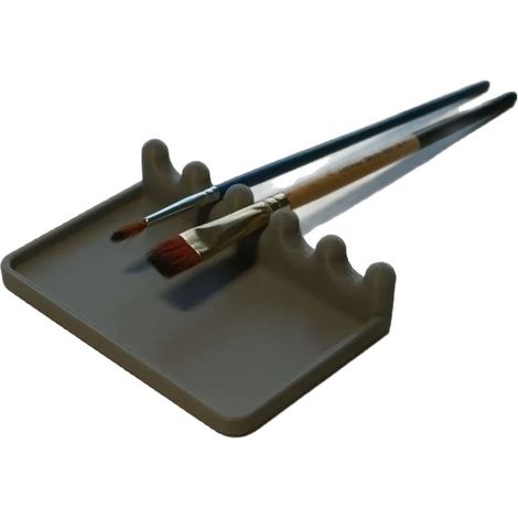 2 supports de pinceaux portatifs avec bac d'égouttage, design de bac frontal pour un nettoyage facile, compact pour pinceaux de peinture aquarelle, acrylique et huile. (1/5)