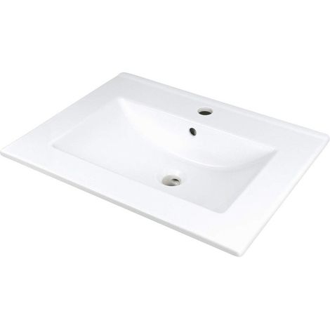 Lavabo in ceramica ad incasso con basetta per rubinetteria bianco 46,5x61,5 cm - Rober