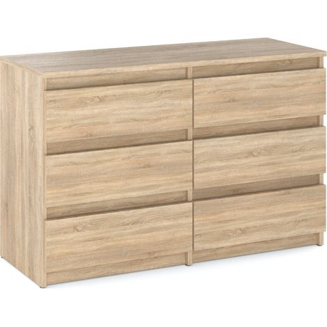 Cassettiera Sonoma in rovere con 6 cassetti, 100 cm, mobile TV, mobile per soggiorno, credenza