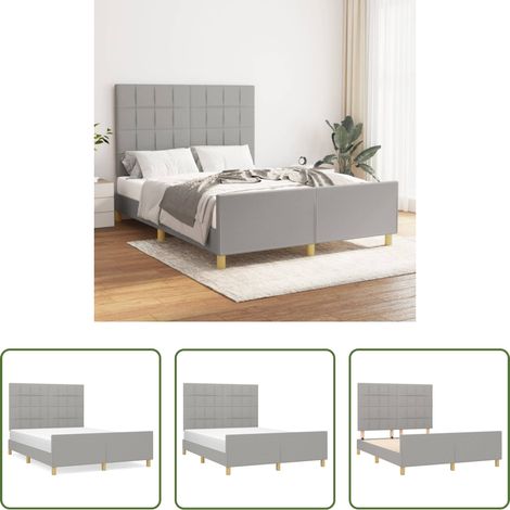 Kopfteil - Bettgestell ohne Matratze Hellgrau 140x190 cm Stoff (1/5)