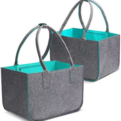 Sac à Provisions En Feutre, 2 Sacs Réutilisables, Sac En Feutre Pliable De Grande Capacité 30l (1/5)