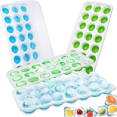 4 PCS Bacs à Glaons Silicone Bacs à Glaons avec Couvercles Transparents - 84 Moules à Glaons pour l'eau,bébés,purée,Whisky,Glace GROOFOO (1/5)