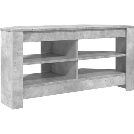 Meuble TV d'angle moderne rectangulaire 102 x 40,5 x 45 cm avec rangement pratique style contemporain en bois gris béton (1/5)