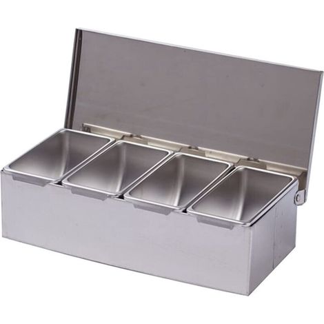 Bardusch-Coffret à épices 4 pièces - Boîte en acier inoxydable contenant une sauce au fromage, du sel, du sucre, des pots à épices et des ustensiles de cuisine. (1/4)