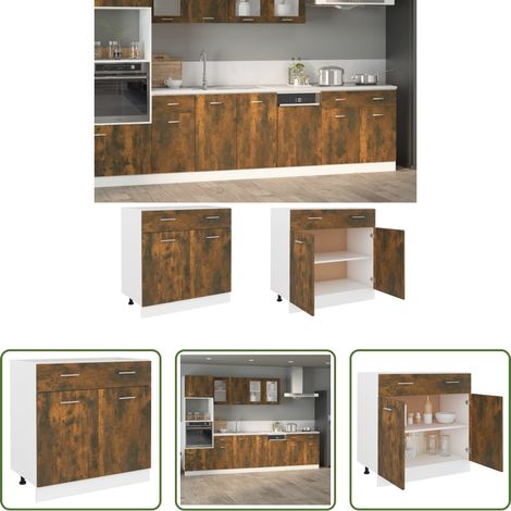 Küchenregal - Unterschrank mit Schublade Lyon Räuchereiche 80x46x81,5 cm (1/5)