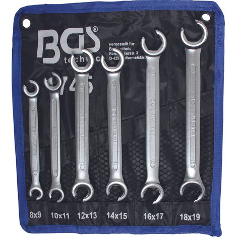 Bgs Technic – Jeu de clés à tuyauter 6 pans 8 à 19 mm – Finition chrome satiné résistante à la corrosion – Prise optimale sur écrous – Pour plomberie et hydraulique (1/2)