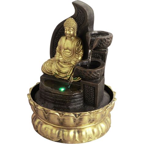 Fontaine d'appoint lumineuse LED avec pompe à eau pour la décoration de votre salon de thé ou maison. Type 16109, prise UE 220 V. (1/5)