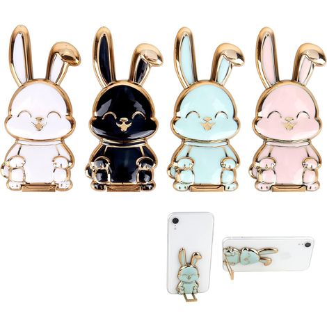4 Pack Rabbit Foldable Mobile Phone Stand, Foldable Bunny, Cute Rabbit Phone Holder, 3D Phone Stand, Foldable Phone Holder for Desktop (1/5)
